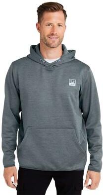 HUK H130093 Men's Coldfront+ Performance Hooded Sweatshirt in Volcanic Ash Heather size Large   Polyester/Spandex Blend