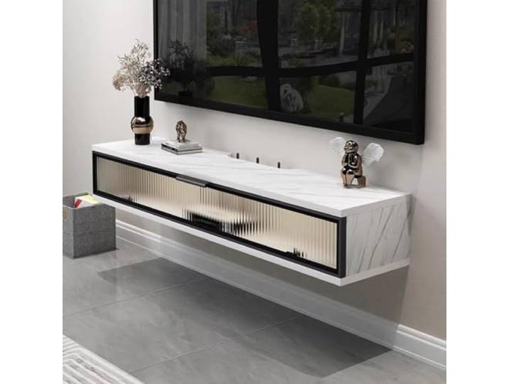 tv schrank Schwimmender TV-Ständer, wandmontierter TV-Schrank, platzsparend Unter dem TV-Regal for Schlafzimmer und Wohnzimmer aus Holz