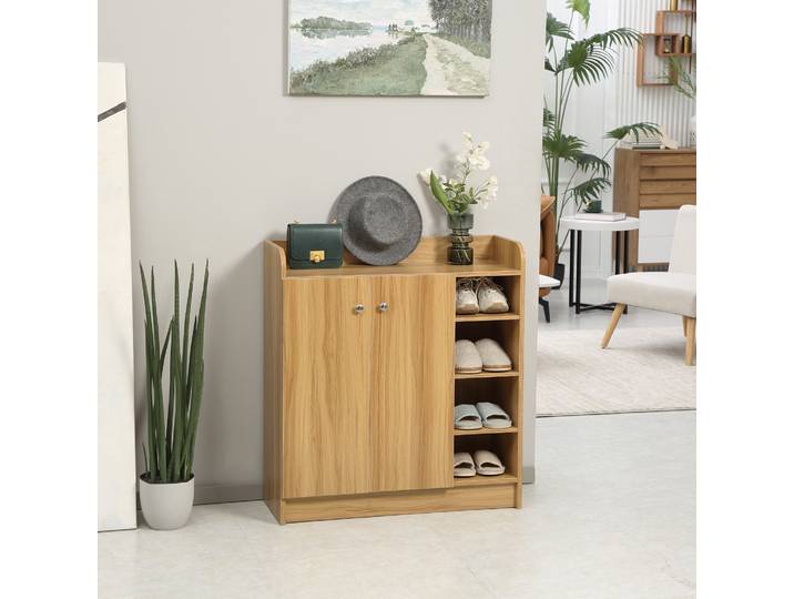 HOMCOM Meuble Chaussures Entrée 4 Compartiments Placard Réglable