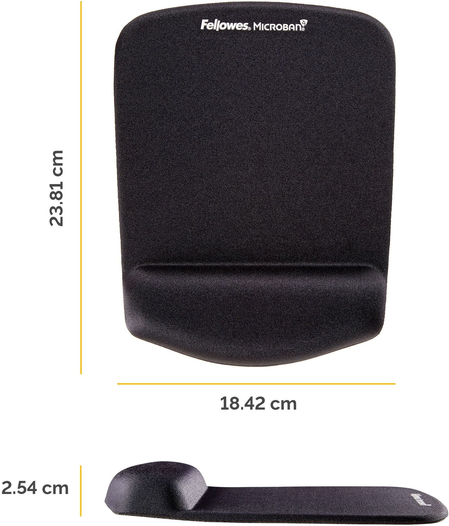 Fellowes PlushTouch Mouse Mat with Wrist Support - Black