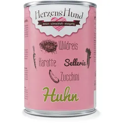 Herzenshund Huhn mit Wildreis und Karotte | 12x 400g