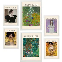 POSTER Set Mit 6 Klimt Blatt 2 Malergalerie A3 & A4 Weißer Rahmen
