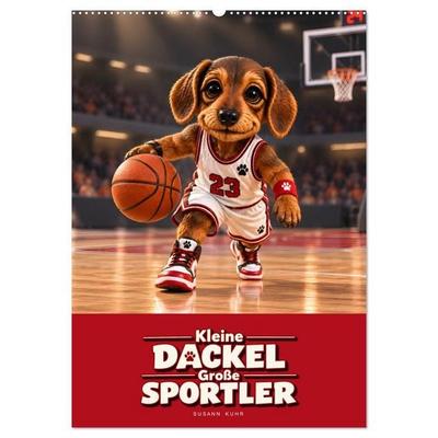 Kleine Dackel Große Sportler (Wandkalender 2027 DIN A2 hoch), CALVENDO Monatskalender