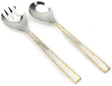 Classic Touch "11""L Set of 2 Salad Servers Silver and Gold"