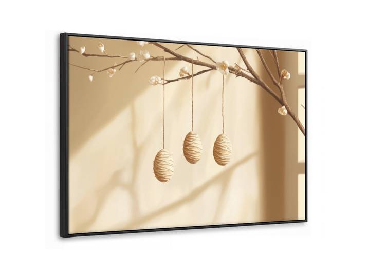 LEINWAND Bilder mit Rahmen - Beige - Osterkuchen - Eier - 150x100