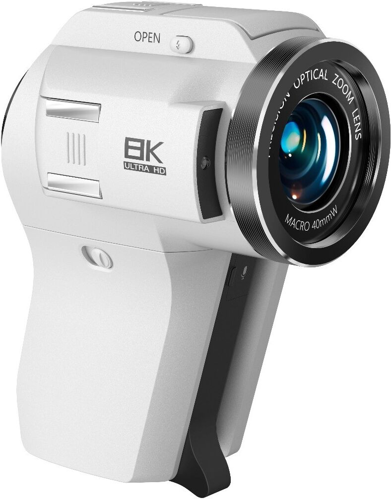 INF Professionelle Vlogging-Kamera mit 8x optischem Zoom, 5x digitalem Zoom, 3.0-inch IPS-Klappbildschirm und 5K/4K-Video Weiß
