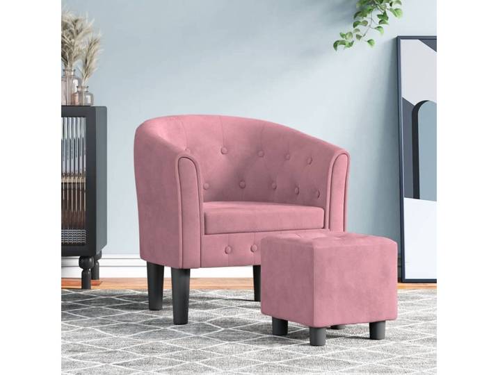 vidaXL Sessel vidaXL Clubsessel mit Fußhocker Rosa Samt