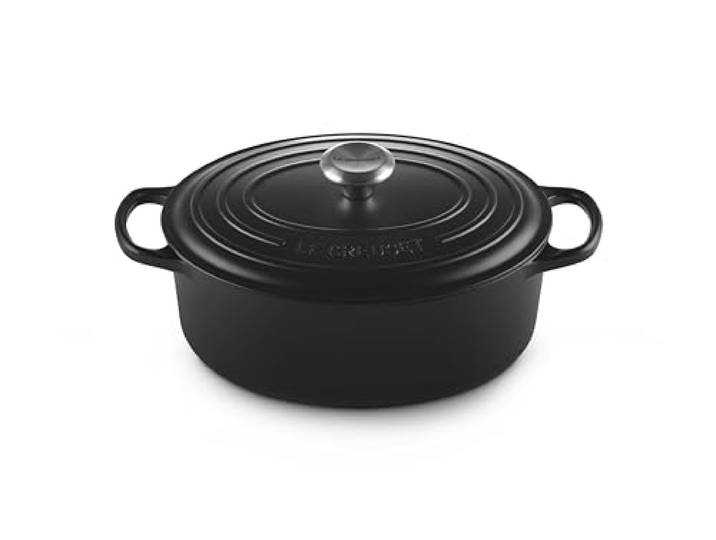 Signature Le Creuset Ovaler Bräter aus Gusseisen 29 cm, Schwarz matt, 29 cm