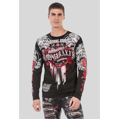 T-Shirt CIPO & BAXX "Cipo & Baxx Sweatshirts", Herren, Gr. M, schwarz, Obermaterial: 95% Baumwolle CO. 5% Elasthan EL., regular fit, Shirts T-Shirt, mit coolem Print