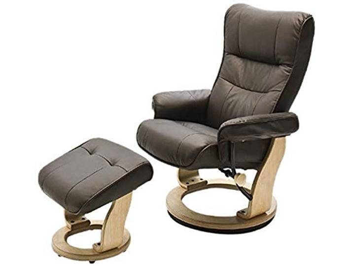 Robas Lund Sessel Relaxsessel mit Hocker Leder, TV Sessel Belastbarkeit bis 130 Kg, Braun