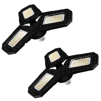 2 stücke 80 watt led garage deckenleuchte verformbar 3 verstellbare platten e26 e27 für haus lager werkstatt lampe warmweiß ac85-265v