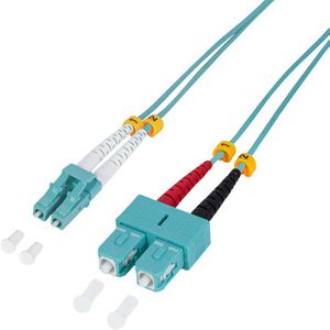 LogiLink Glasfaserkabel FP3LS03, Multimode, LC/UPC auf SC/UPC, Duplex, OM3 (10 Gbit/s), 3 m