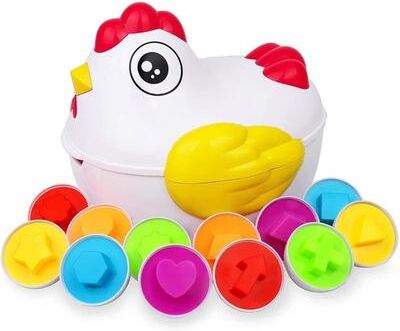 Uplift Picks Matching Eggs Montessori Color Sorting And Shape Recognition Toy 12 Pcs Eggs Chicken