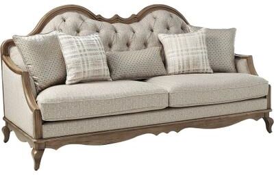 CDecor Sandringham Beige Upholstered Tufted Back Sofa