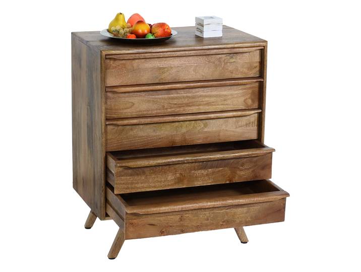 Highboard HWC-L96, Kommode Sideboard Schrank Schubladen Massiv-Holz Mango 81x65x43cm MVG-zertifiziert Standard