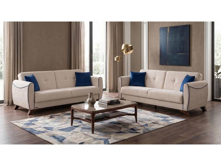 Xlmoebel Polstergarnitur Beiges Wohnzimmer-Set Sofas Stoffsofas Designer-Sofas, (2-tlg., 2-tlg)
