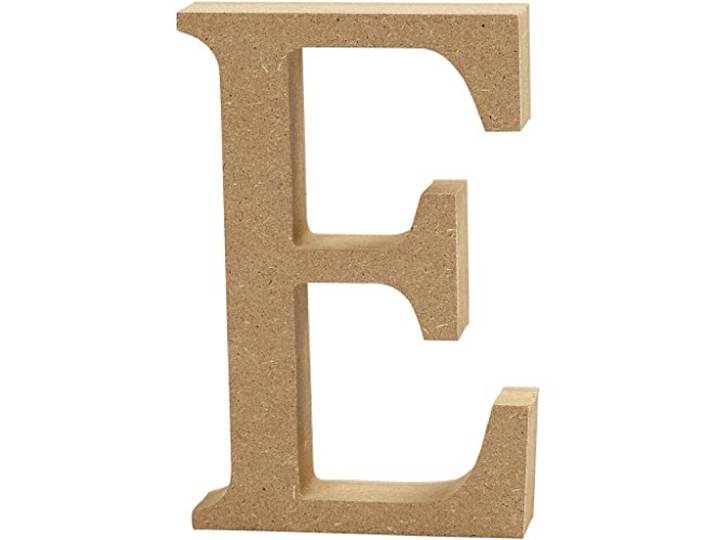 Creativ Decoratieve letter E van MDF, 13 x 2 cm, bruin