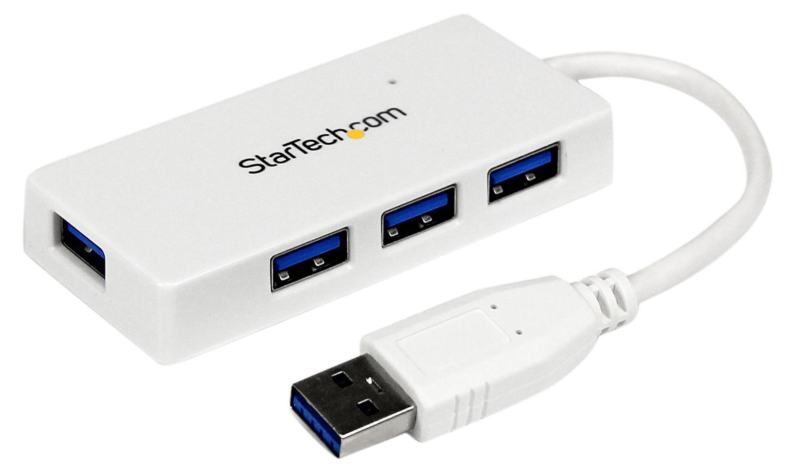 StarTech.com 4-poorts USB 3.0 SuperSpeed hub - Wit - Draagbare externe mini USB-hub met ingebouwde kabel
