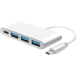 DLH Hub USB-C 3 Ports USB-A And 1 USB-C Pd (USB-C, 4 Ports), Dockingstation + USB Hub, Silber