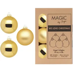 6 Weihnachtskugeln 10cm Glas Christbaumkugeln Weihnachtsbaumkugeln Set gold