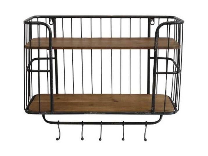 Küchenregal Chic Antique mit 5 Haken , schwarz, braun, B:52cm H:45cm T:20,5cm, Regale, Küchenregal