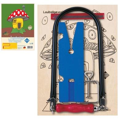 PEBARO 915 - Laubsäge-Set mit Holzvorlage Pilzhütte, 10 Teile