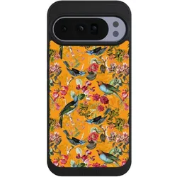 Nivocase Handyhülle für Google Pixel 10 Pro XL Hülle NIVOpure Case Schwarz Blumen Dschungel Vogel (Google Pixel 10 Pro XL), Smartphone Hülle, Schwarz