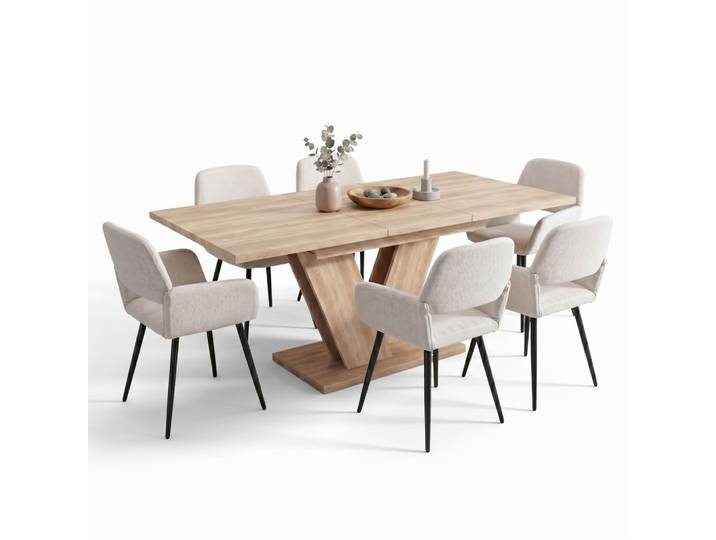 ESSTISCH-SET 1+6 ausziehbarer tisch mit 6 esszimmerstuhl