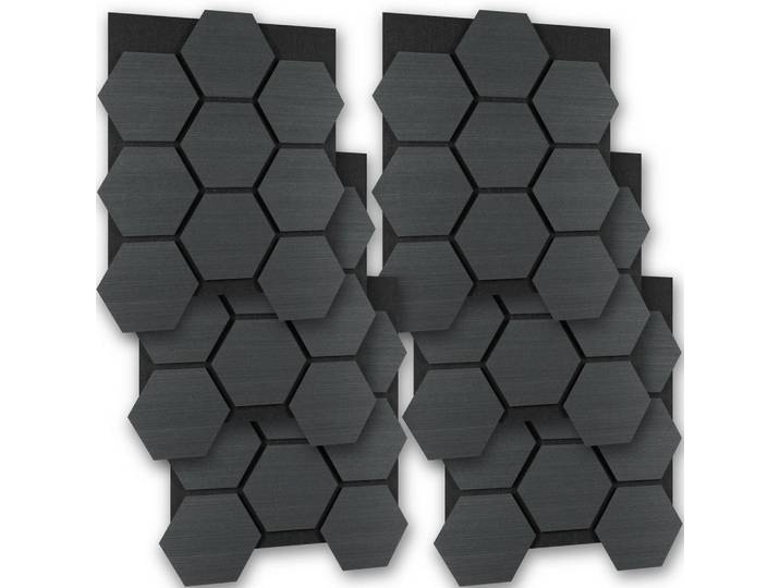 tectake Akustikpaneele Sonic Shield, je 76 x 62 x 1,8 cm, Größe flexibel anpassbar, Eiche schwarz, Schwarz, Holz, 62x1.8x76 cm, Tapeten & Wandverkleidungen, Akustikpaneele