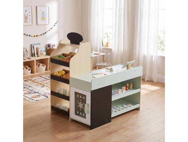 AIYAPLAY Marchande Bois Enfant 44 Accessoires Tableau Noir 3-6 Ans