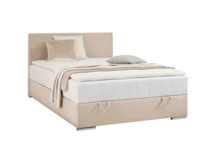 Carryhome Boxbett, Beige, Kunststoff, H3, 140x200 cm, Topper durchgehend, In verschiedenen Grössen erhältlich, Matratze durchgehend, Schlafzimmer, Bett, Boxspringbetten