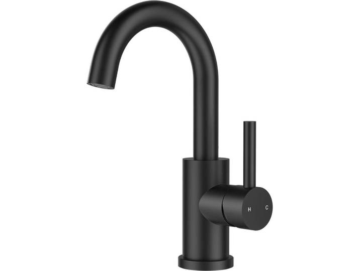 FORIOUS Schwarz Wasserhahn Bad 360° Drehbar Edelstahl Mischbatterie