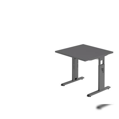 Hammerbacher-Schreibtisch C-Fuß 80x80cm Graphit/Graphit-VOS08/G/G