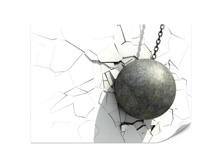 FOTOTAPETE für Büro Metallkugel Riss Weiße Wand 200x140