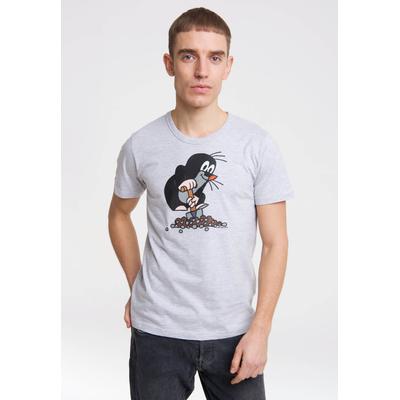 T-Shirt LOGOSHIRT "Kleine Maulwurf", Herren, Gr. XS, grau, 95% Baumwolle, 5% Viskose, bedruckt, meliert, normal, Rundhals, Shirts T-Shirt, mit lizenzierten Originaldesign