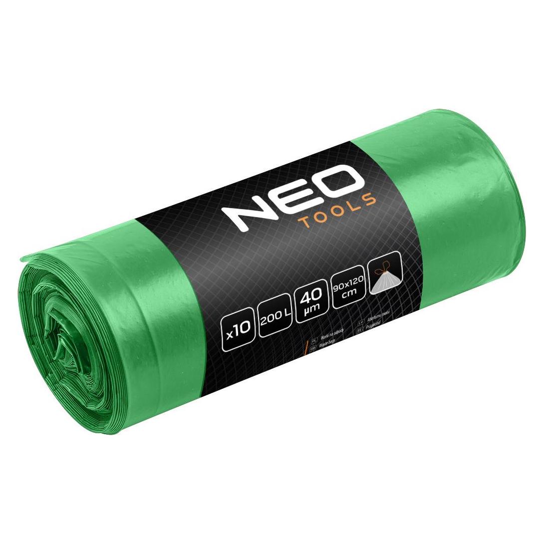 Neo Abfallsäcke 120 L, grün mit Band, 40 mic, 10 Stück. (10x, 120 l) (52410658)