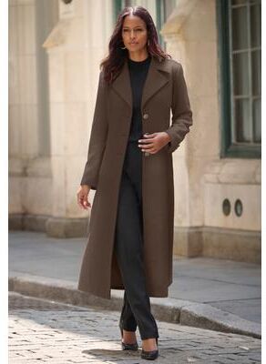 Plus Size Women's Plus Size Long Tailored Wool Blend Coat by Roaman's in Chocolate (Size 20 W) Winter Classic