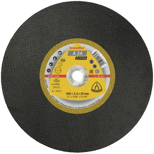 Grand disque de coupe Klingspor A 24 EX300 x 3,5 x 20 mm plat (288221)