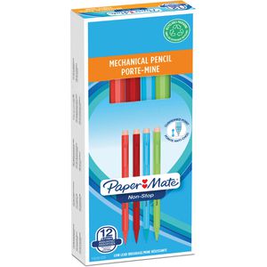 Papermate Druckbleistift Non-Stop, farbig sortiert, Kunststoff, HB, mit Radiergummi, Strichbreite 0,7 mm, 12 Stück