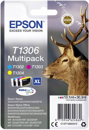 Epson Druckerpatrone T1306 Original Kombi-Pack Cyan, Magenta, Gelb C13T13064012