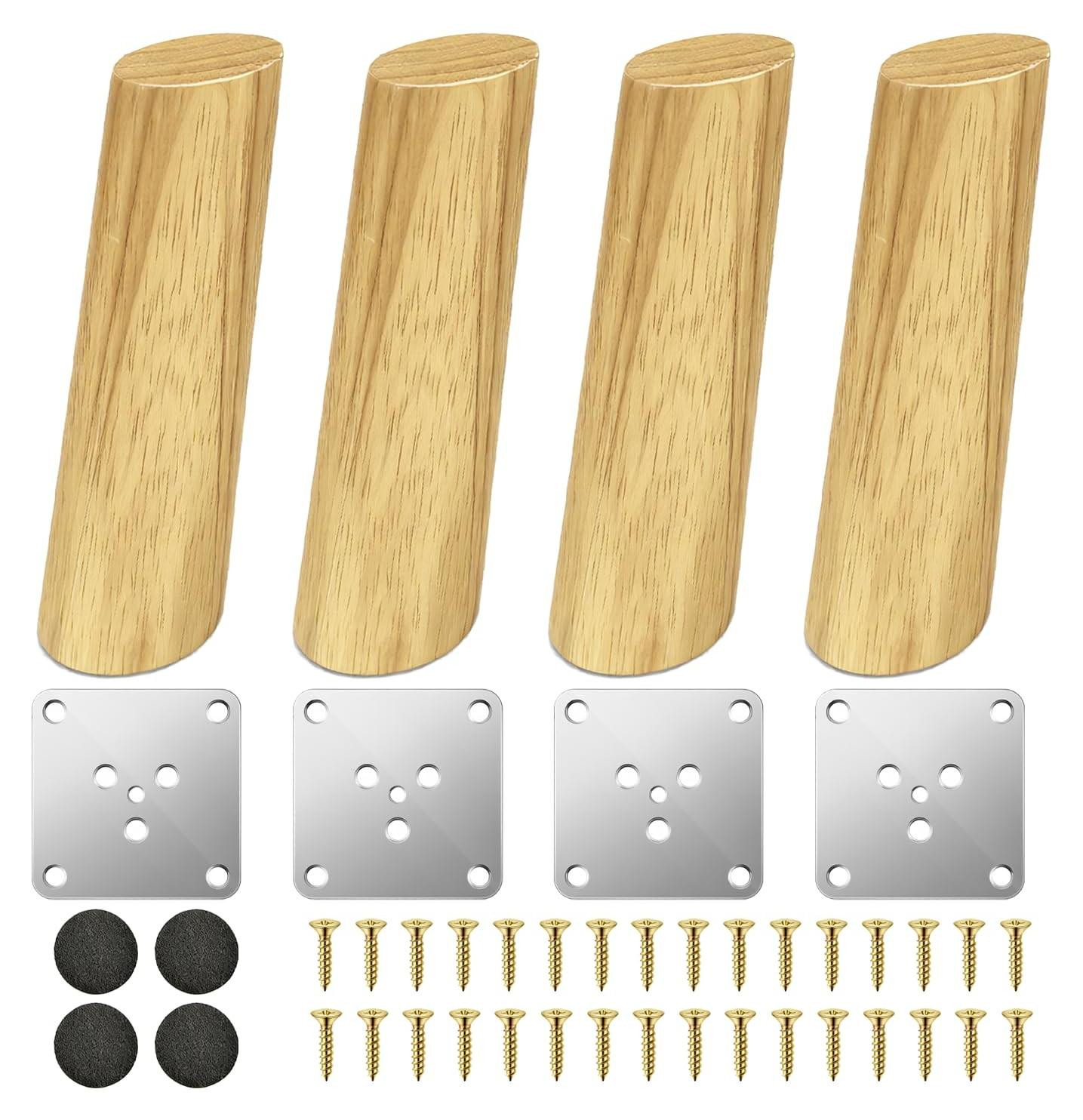 Merkloze Set van 4 Houten Meubelpoten, 15 cm, Conische Vorm voor DIY Meubels