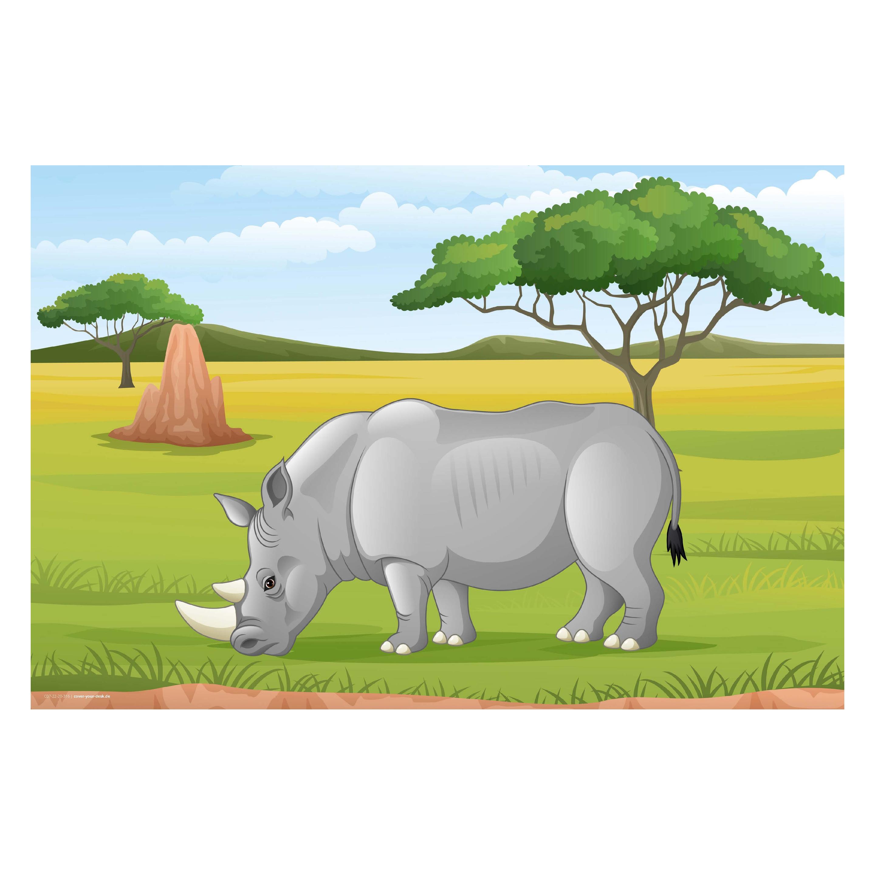 CoverYourDesk Schreibtischunterlage Nashorn in der Steppe (40 x 60 cm) (21557472)