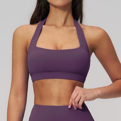 Women Boutique Ultimate Breathable Womens Yoga & Sports Crop Top With Exposed Back dark Purple m
