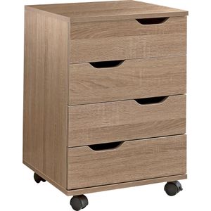 Wohnling Rollcontainer WL5.931, aus Holz, sonoma eiche, mit 4 Schubladen
