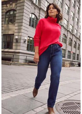 Plus Size Women's Turtleneck Tunic Sweater by Avenue in Vibrant Red (Size 14)