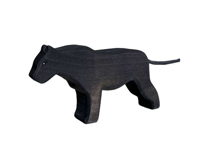 Holztier Panter, handgefertigt, 16 x 8 x 3 cm