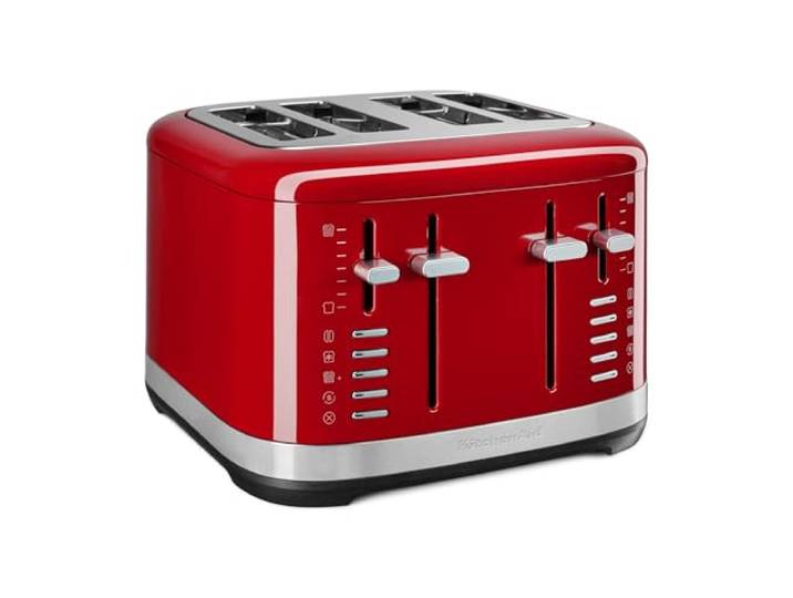 KitchenAid 4-Scheiben-Toaster, extra breite Schlitze, zwei unabhängige Steuerungen, 7 Bräunungsstufen, Bagel/Auftau/Aufwärm, Hochhebelift, Empire Rot