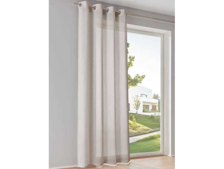 Gardine Gr. 1, beige (grau), B:140cm H:145cm, Polyester, Gardinen, Gardine