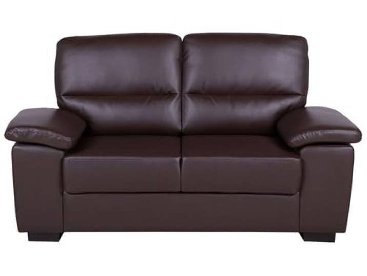 Beliani Sofa 2-Sitzer Dunkelbraun Kunstleder Klassisches mit Armlehnen Braun, Für 2 Personen, Mit Kissen, Schaumstoff-Füllung, Wellenfederung, Sitzhöhe 41 cm, 156 x 74 x 90 cm, 100% Kunstleder