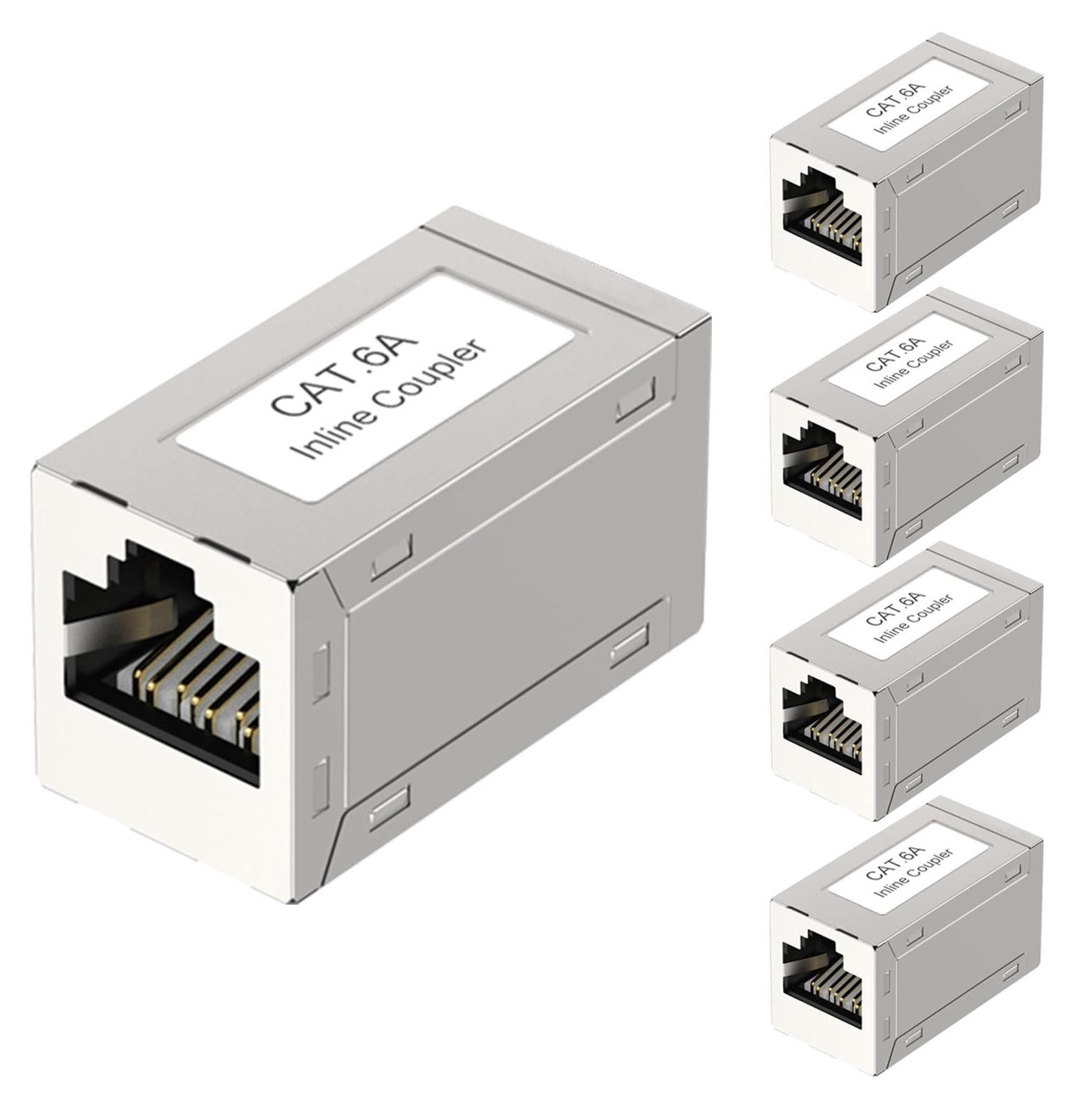 Selius RJ45 koppeling Cat6, vergulde LAN kabelverlenging, 1000 Mbit/s